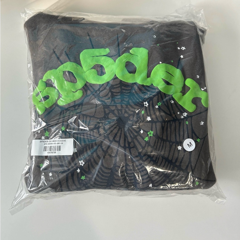 Black Hoodie with Green Spider Web Design